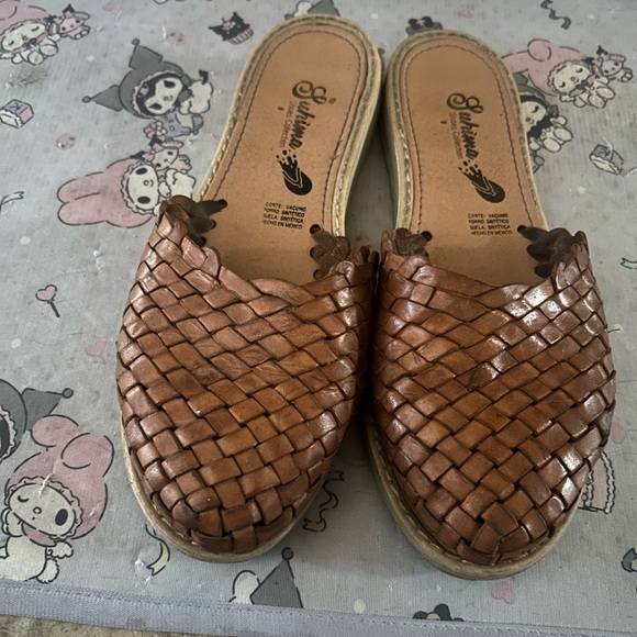 slip Shoes - Brown Slip on Woven Huaraches Women's Shoes